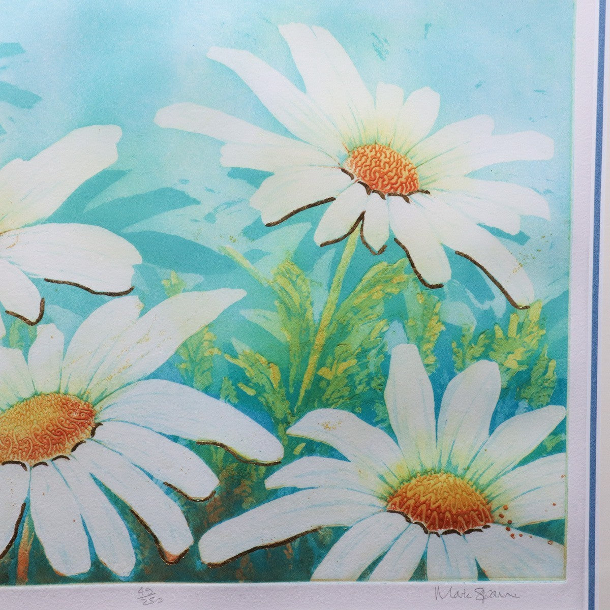 Mark Spain "Daisy Chain" Embossed Etching Hand Signed Ltd Ed 49/250 Framed Art