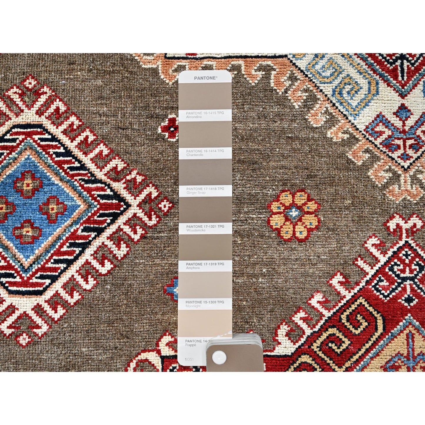 8'2"X10' Brown Afghan Special Kazak Geometric Design Hand Knotted Wool Rug