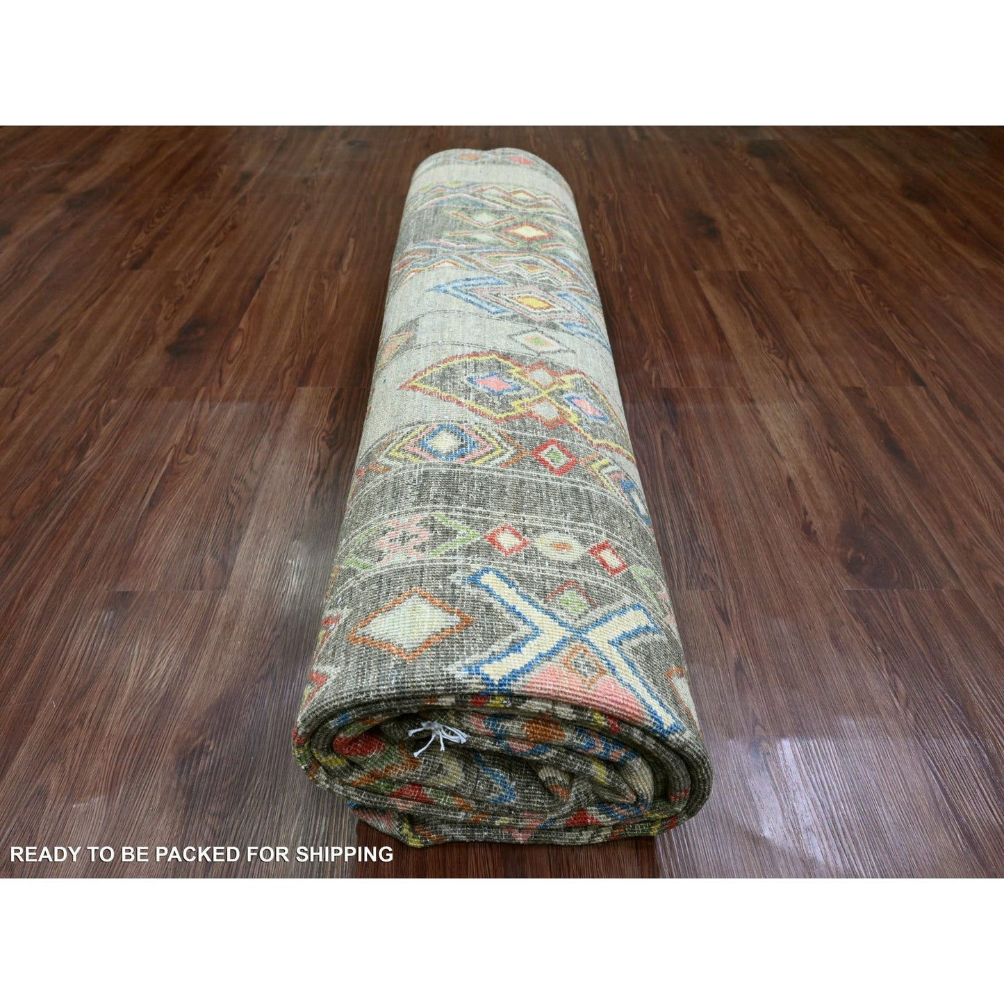 9'X11'8" Gray Moroccan Berber Influence Pattern All Wool Hand Knotted Rug