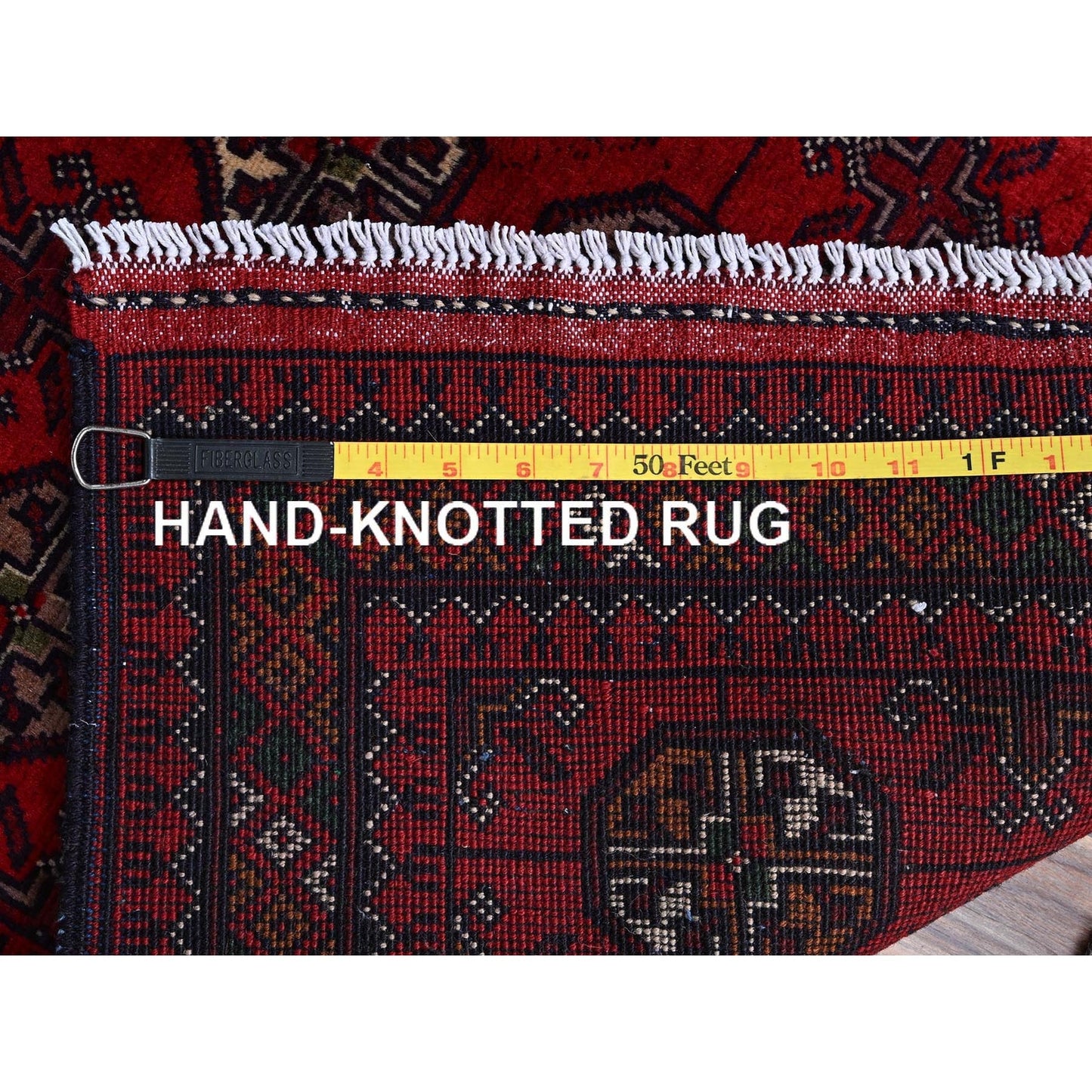 2'9"X3'10" Red Princess Bokara Geometric Design Wool Hand Knotted Mat Rug