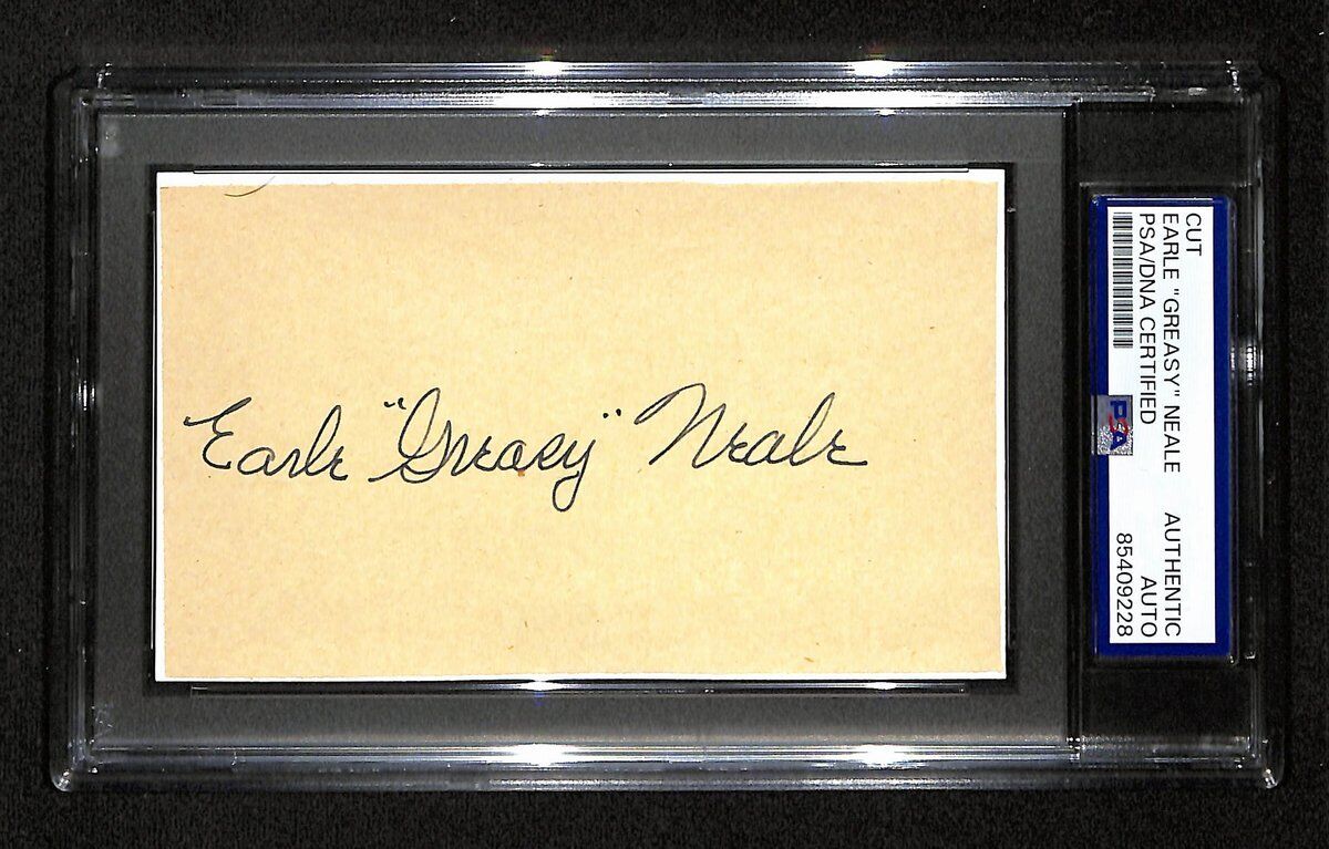 Earle "Greasy" Neale Hof Signed/Auto Cut On 3X5