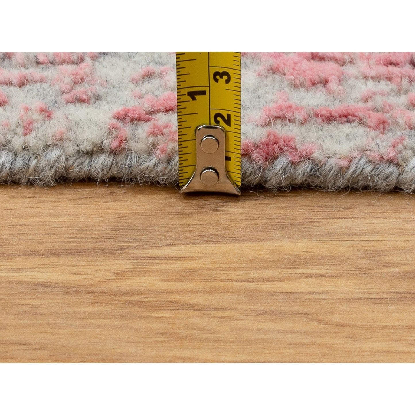 2'6"X11'10" Wool & Art Silk Erased Design Runner Hand Loomed Jacquard Rug