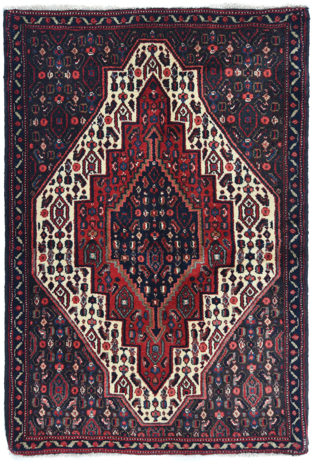 Vintage Hand-Knotted Red Wool Rug 2'5X3'4 Ft