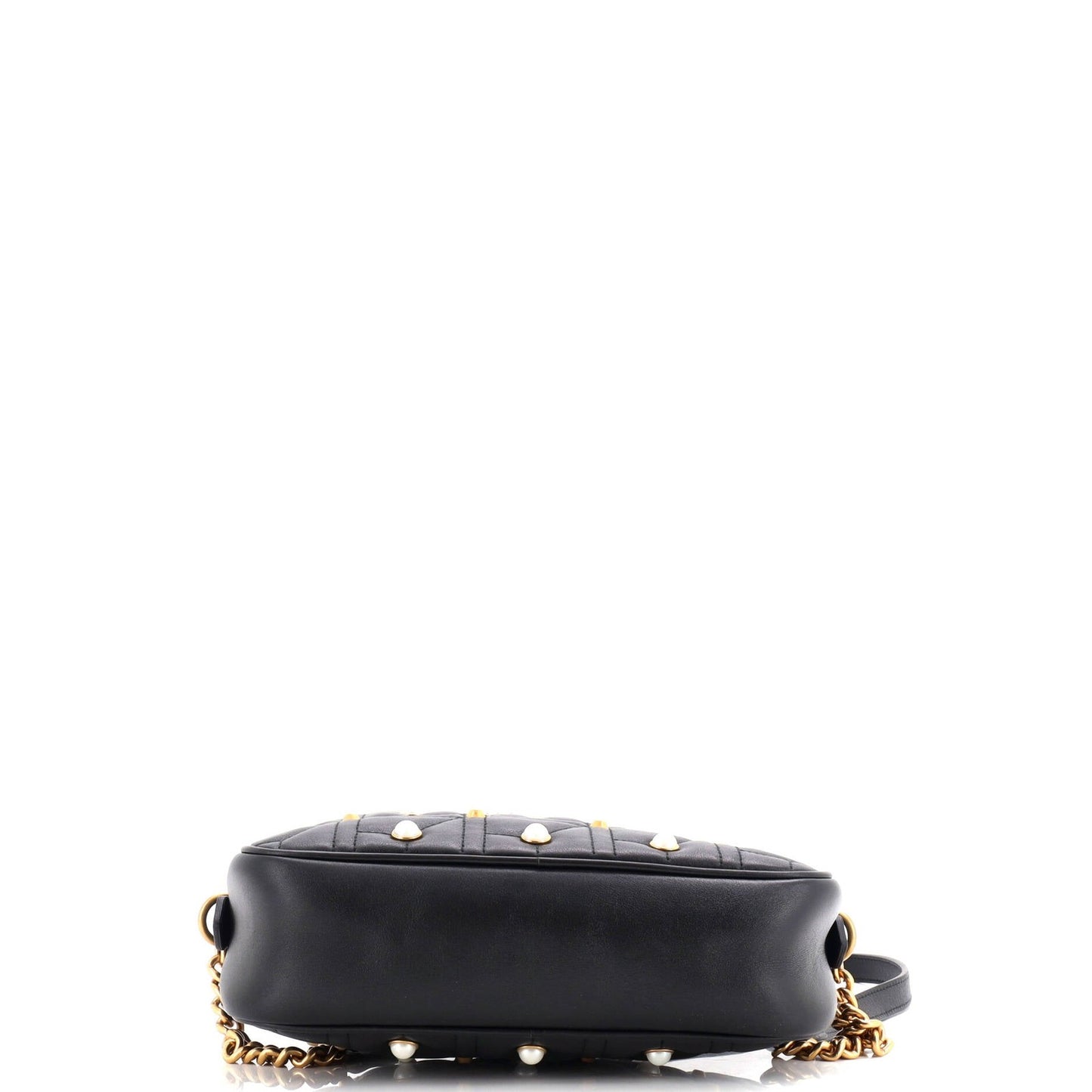 Gucci Pearly Gg Marmont Shoulder Bag Embellished Matelasse Leather Small