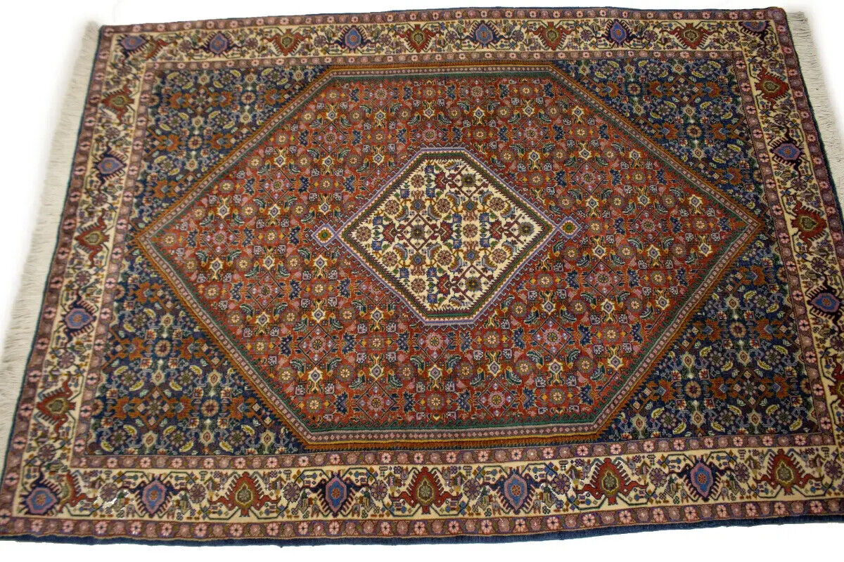 Handmade Oriental Rug Orange-Red Geometric Floral