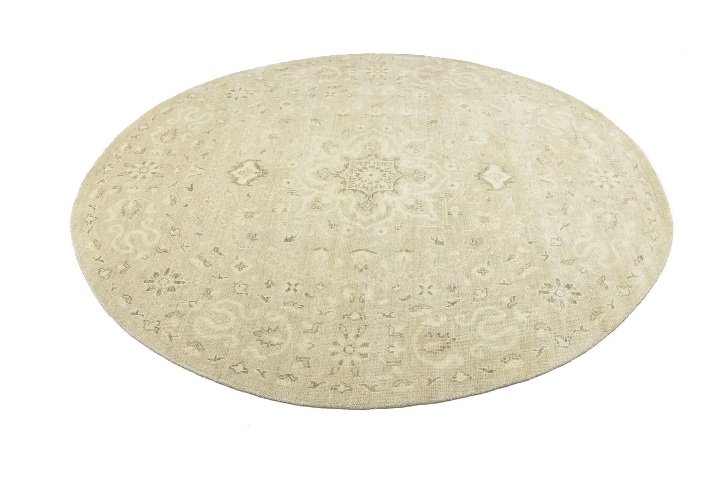 Handmade Transitional Round Oriental Rug Floral