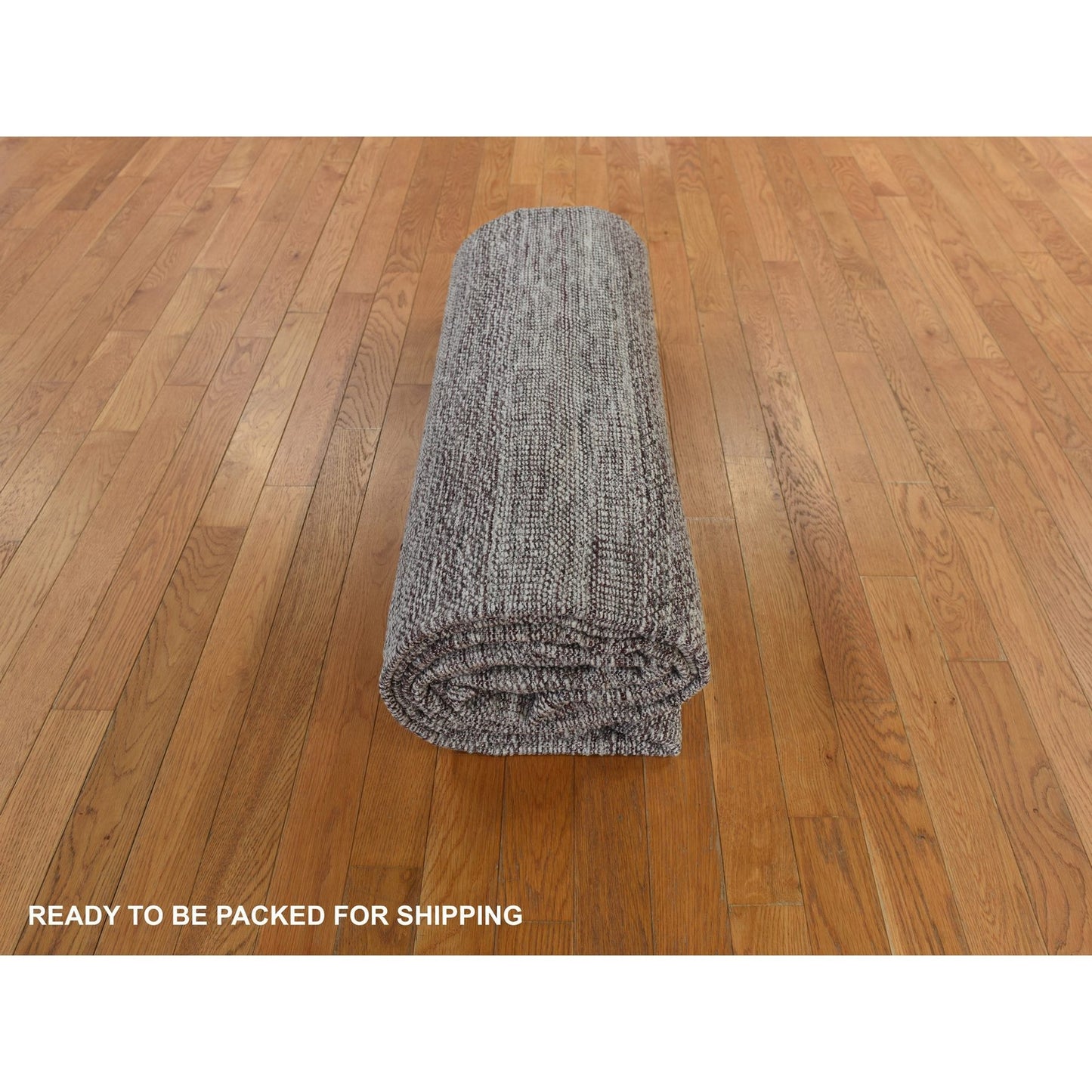 10'X14' Wine Red Plain And Natural Design Oxidized Wool Hand Knotted Rug