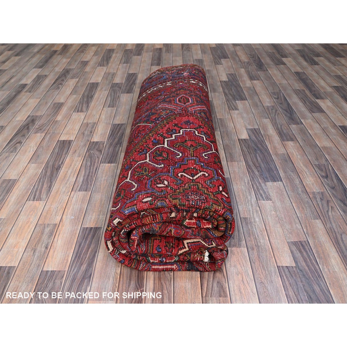 10'X12'5" Red 100% Wool Hand Knotted Semi Antique Zoroastrian Heris Rug