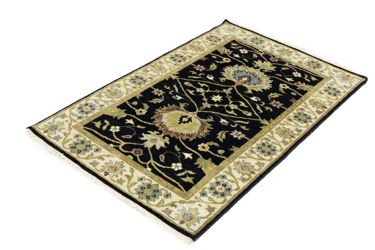 Handmade Black Osh Chobi Peshawar Rug Small