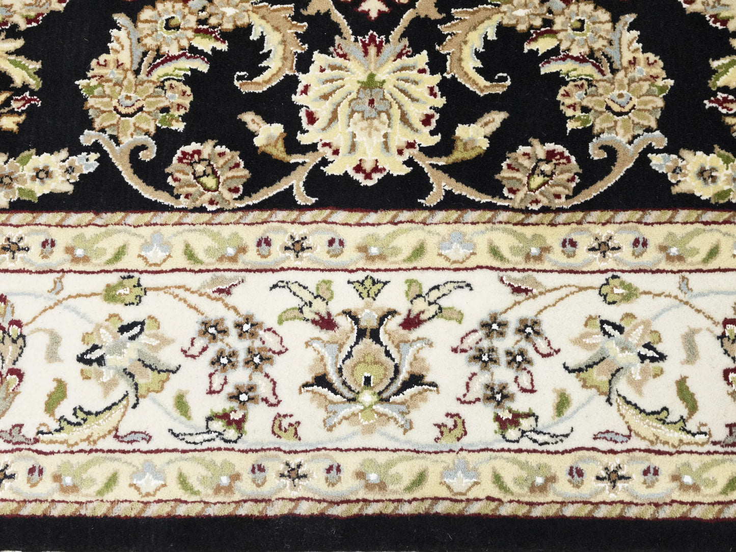 Indo-Nain Oriental Rug 6X9 Ft Black Floral