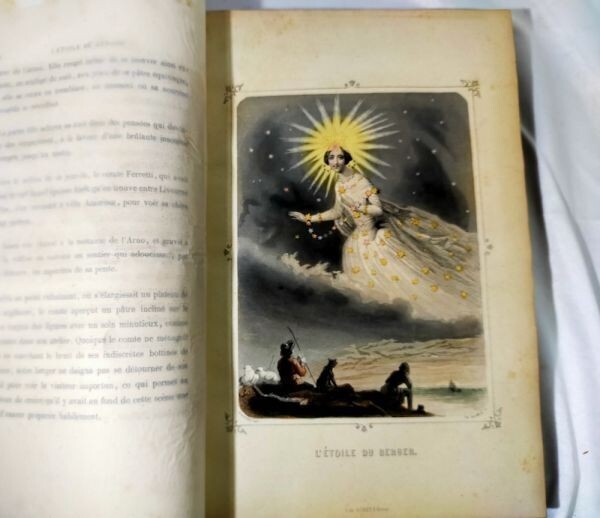 1849 J.J. Grandville Les Toiles 1St Edition Rare Hand-Colored Plates Leather