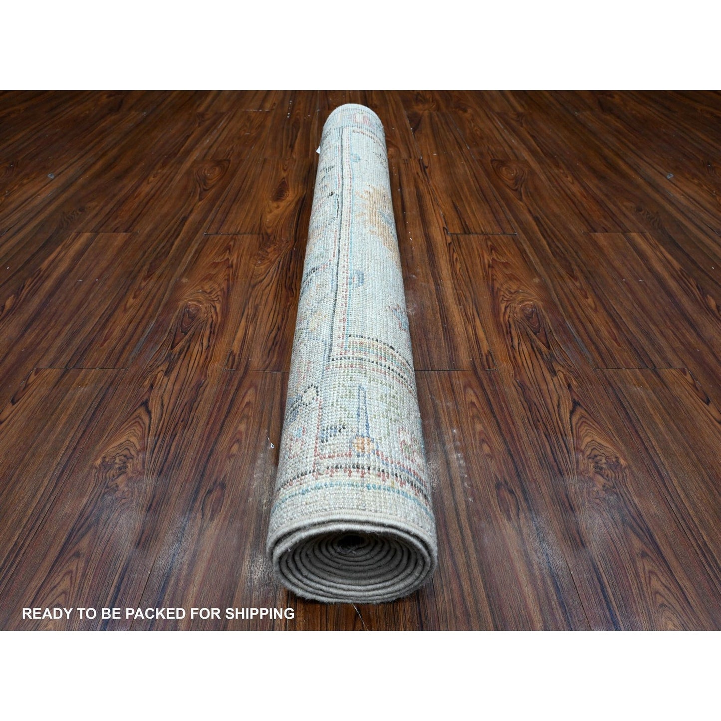 4'X10'8" Beau Blue Afghan Angora Oushak Wide Gallery Runner Oriental Rug
