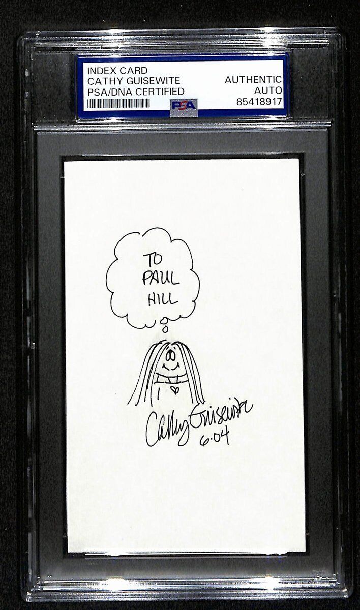 Cathy Guisewite Signed/Inscribed Index Card