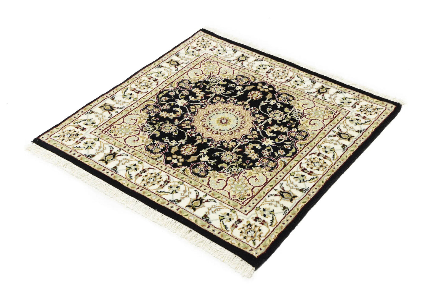 Small Oriental Decor Black Floral 3X3 Indo-Nain