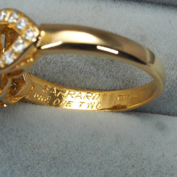 Garrard Ring Sapphire Diamond One One Two Us6 18K 750 Yellow Gold