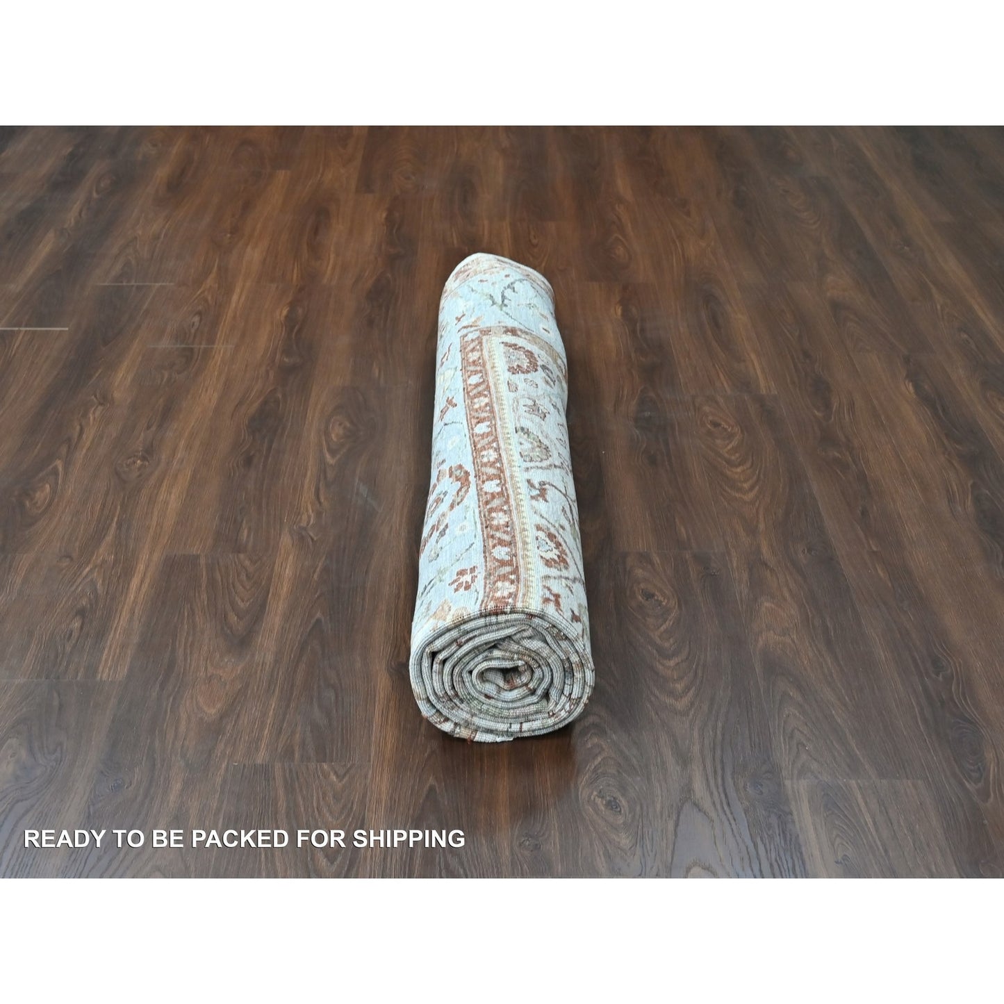 9'X11'9" Gray Pure Wool Antiqued Ziegler Mahal Design Hand Knotted Rug