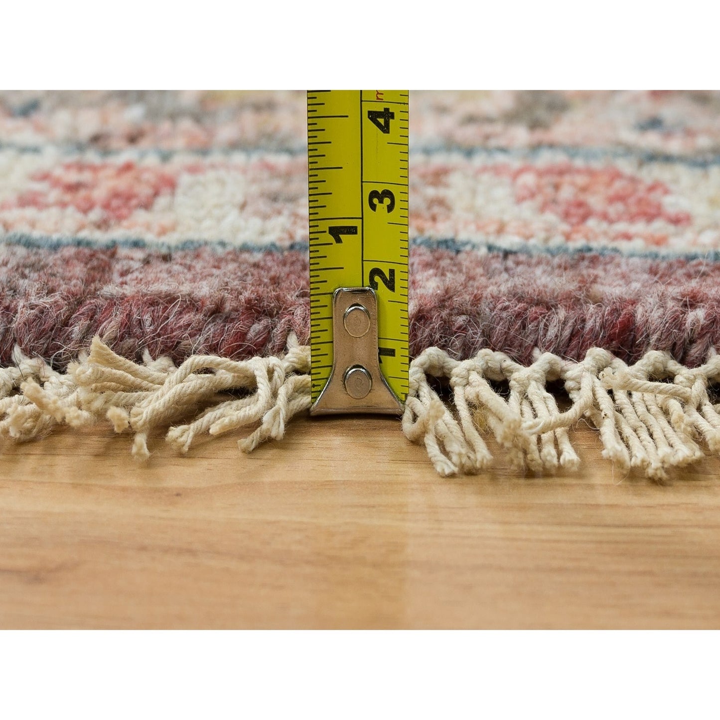 8'X8' Light Burgundy Wool Thick And Plush Hand Knotted Round Oriental Rug