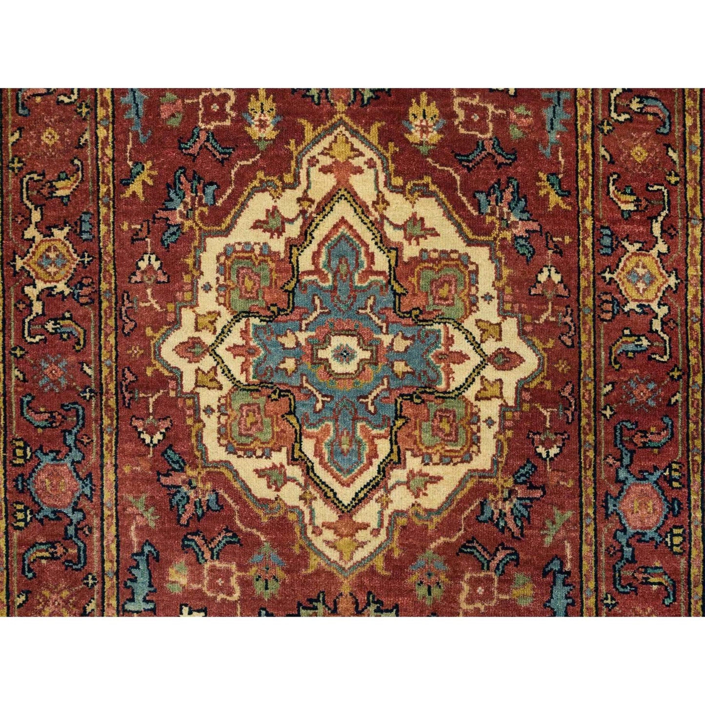 2'7"X10' Red Hand Knotted Fine Heris Re-Creation Wool Runner Oriental Rug