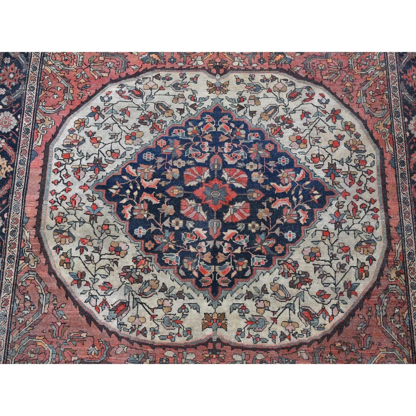 4'1"X6'4" Red Antique Zoroastrian Firighen Saroogh Hand Knotted Wool Rug