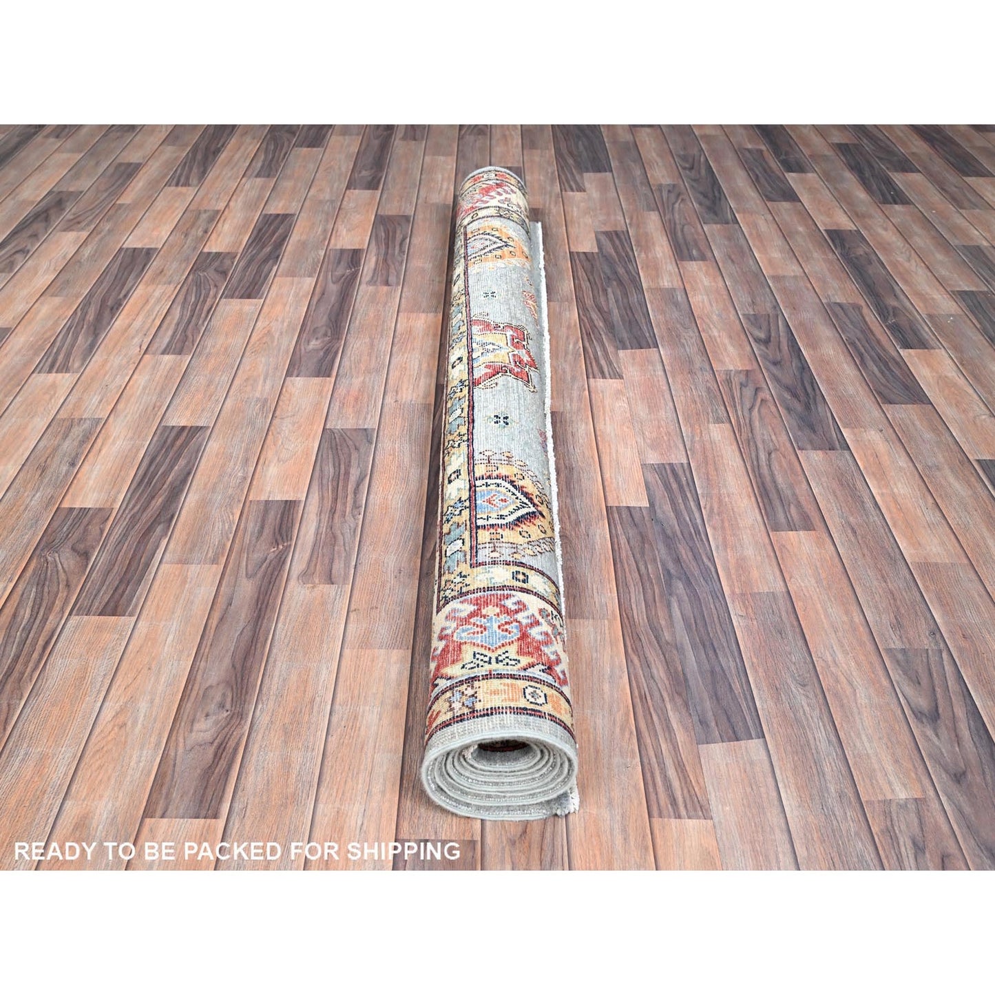 5'7"X7'5" Poolhouse Gray Special Kazak Hand Knotted 100% Wool Rug