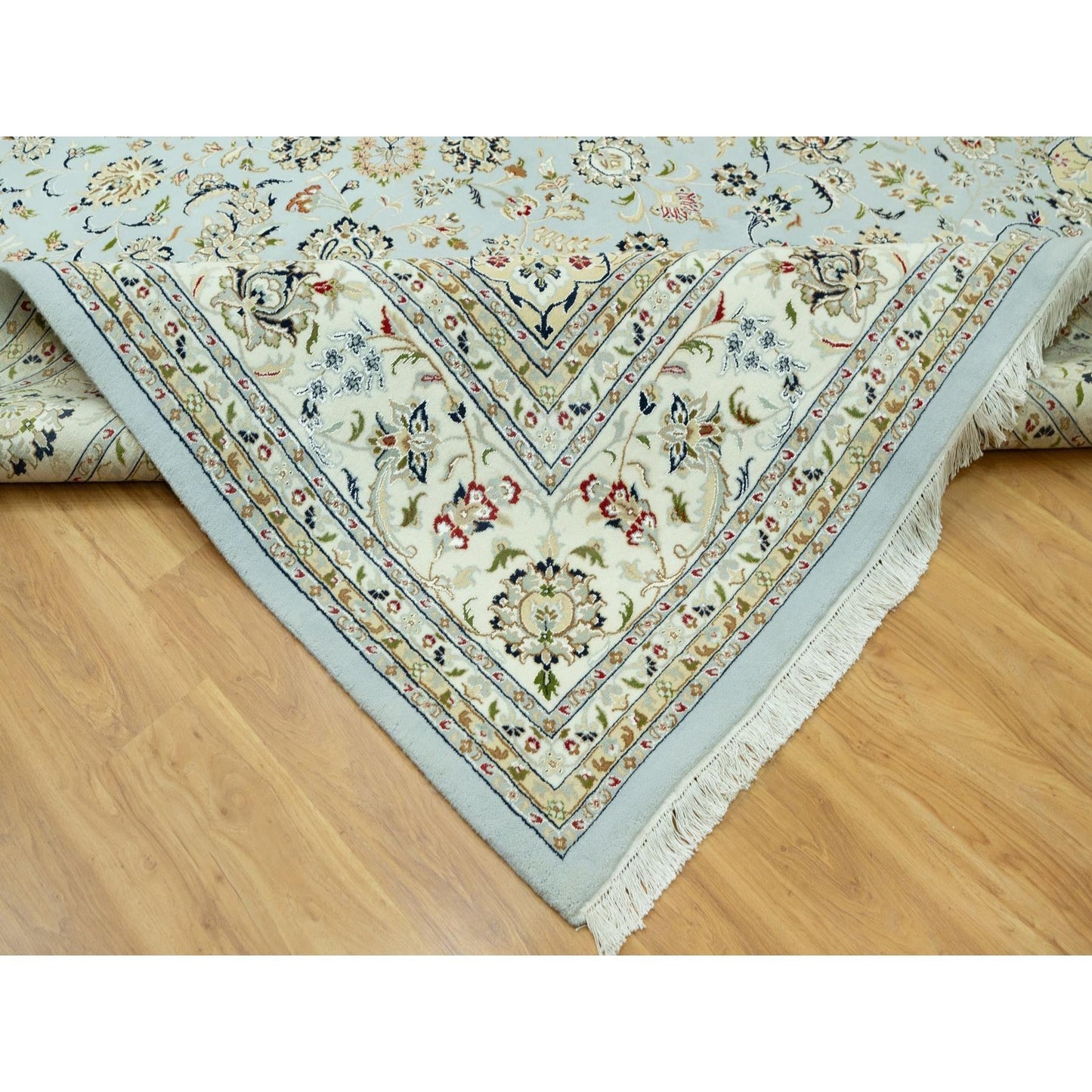 11'6"X15'6" Oslo Blue Nain Design Velvety Wool Hand Knotted Oversized Rug