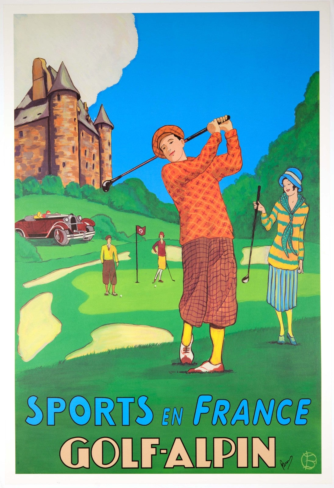 French Alps Golf Poster Bruce Skilbeck Hand Signed Limited Edition 2002