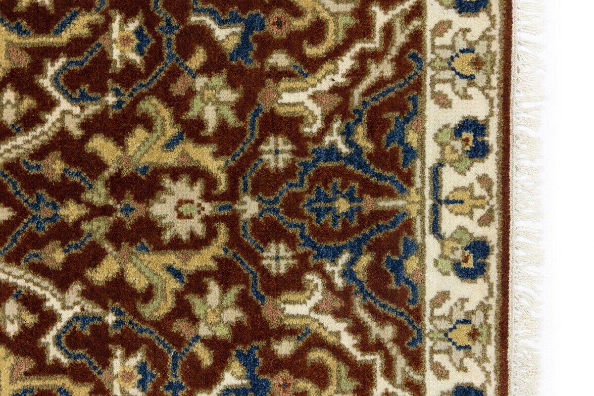 Handmade Rust Floral Chobi Rug Small Entryway