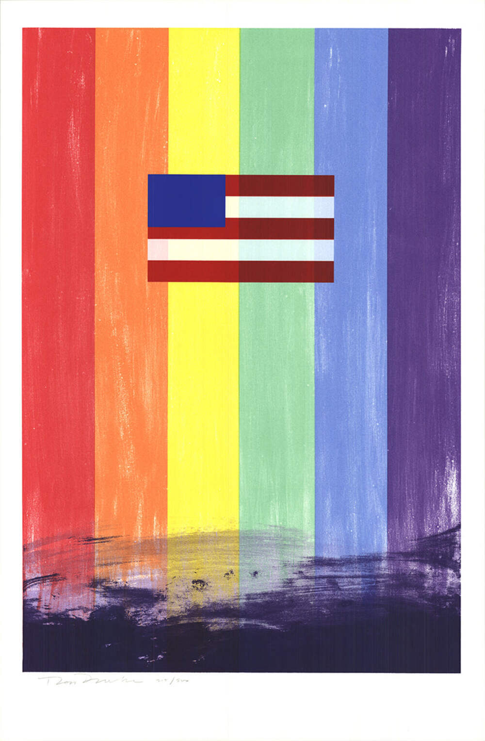 Ross Bleckner Gay Flag Signed " Serigraph Pop Art