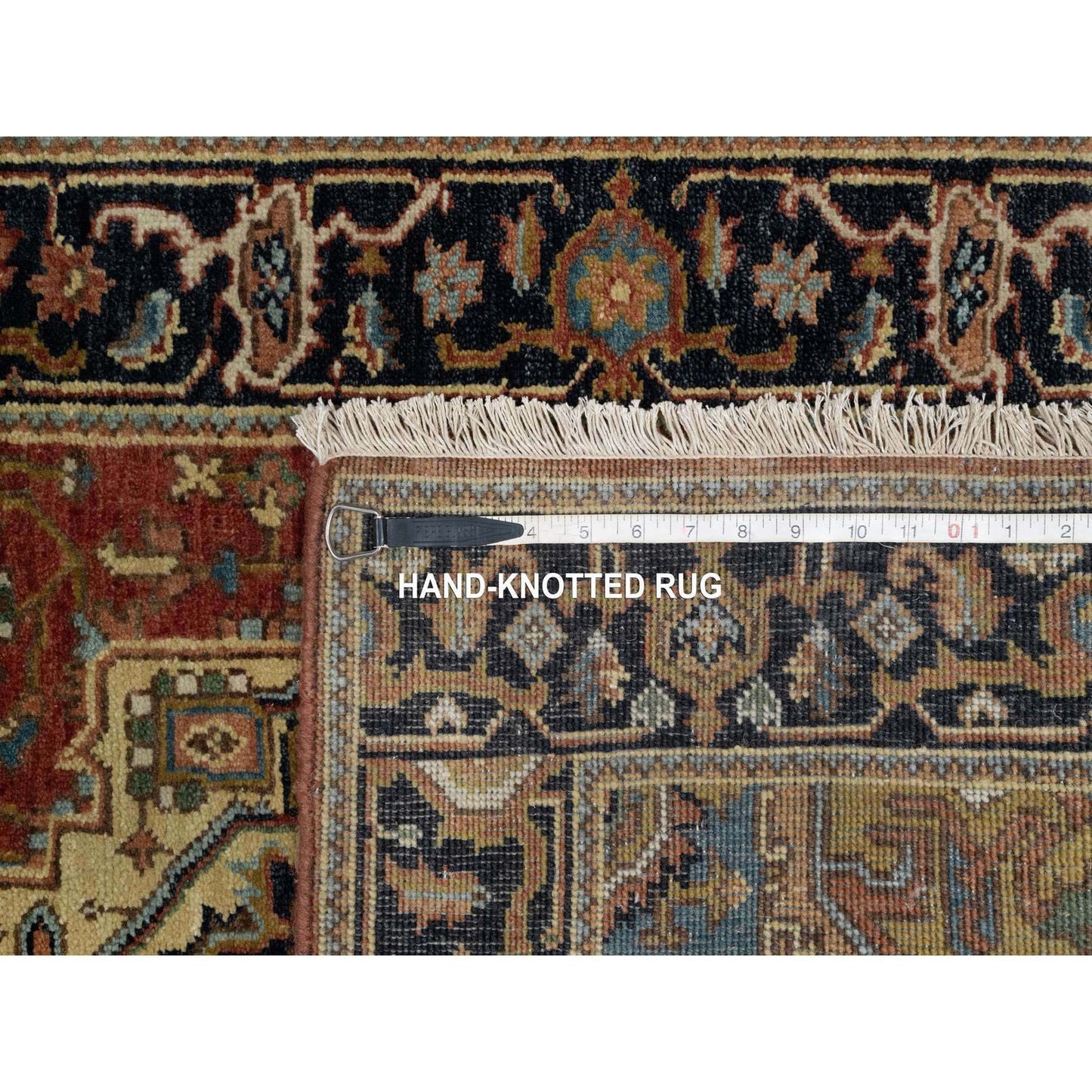 2'7"X8' Chili Red Heris Revival New Zealand Wool Hand Knotted Runner Rug