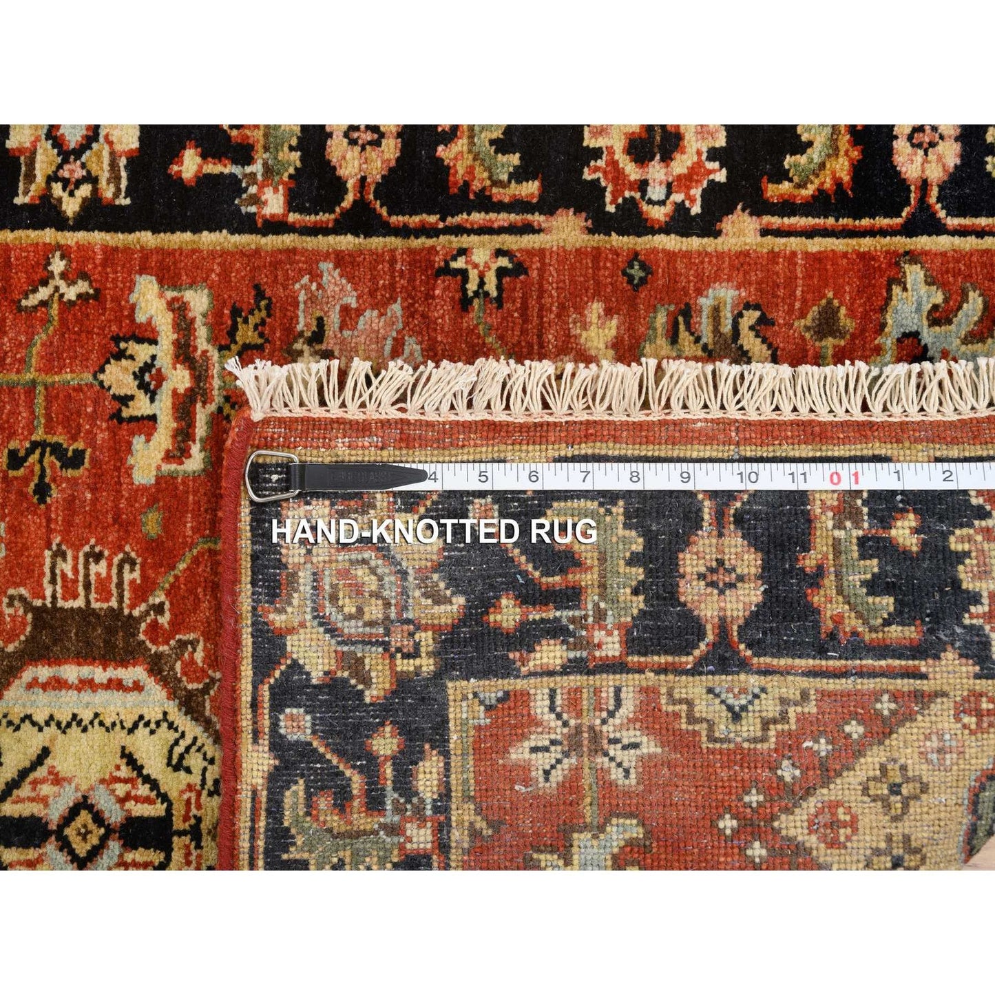 2'9"X12' Red Hand Knotted Karjihooz Design Pure Wool Runner Rug