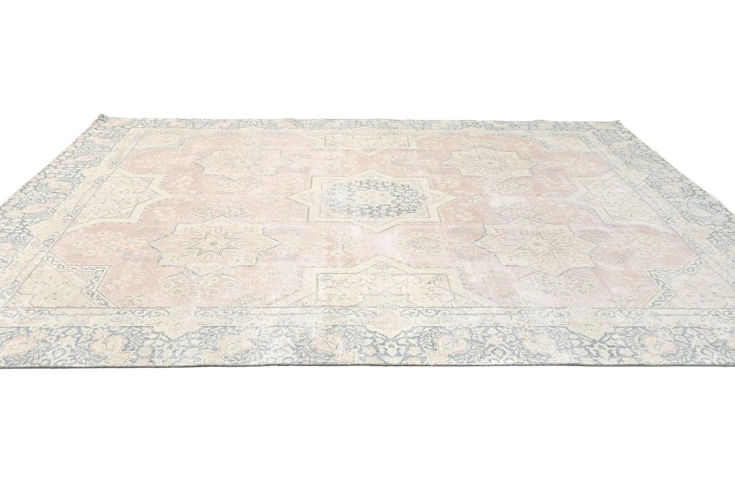 9X12 Ft Antique Hand-Knotted Muted Floral