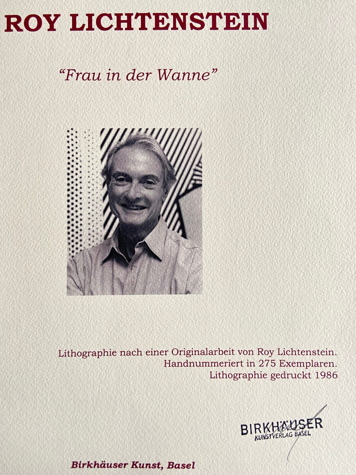 Roy Lichtenstein Lithograph Signed Numbered