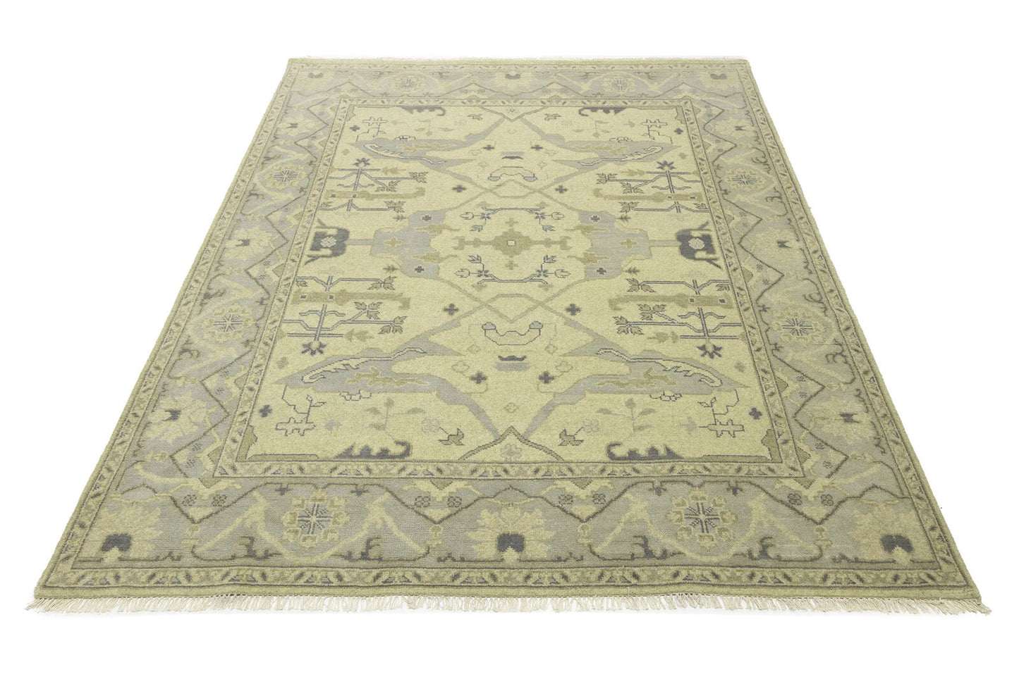 Large Handmade Oushak Oriental Rug Floral Design