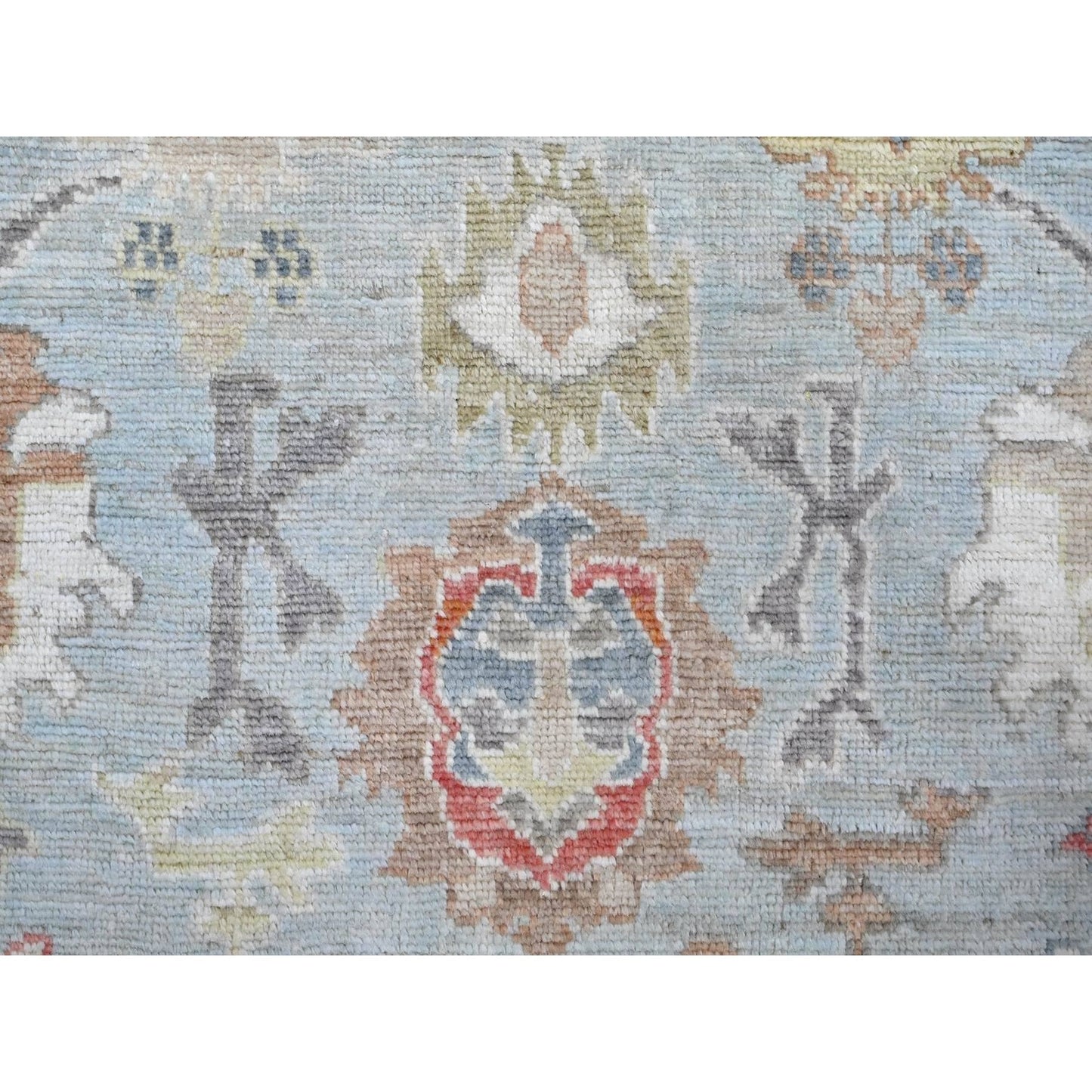 8'10"X12' Iceberg Blue Hand Knotted Afghan Angora Oushak Oriental Rug