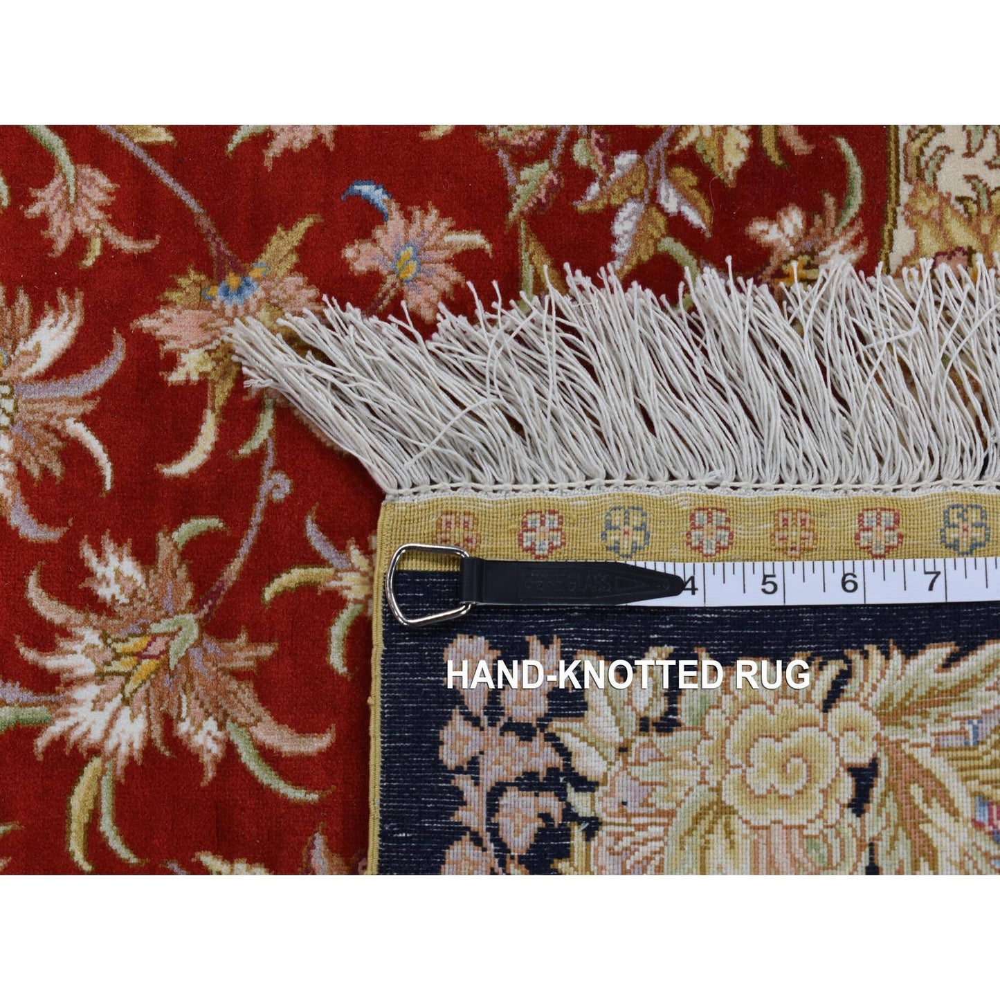 4'1"X6'4" Ajax Red Kishoon Design 400 Kpsi Pure Silk Hand Knotted Rug