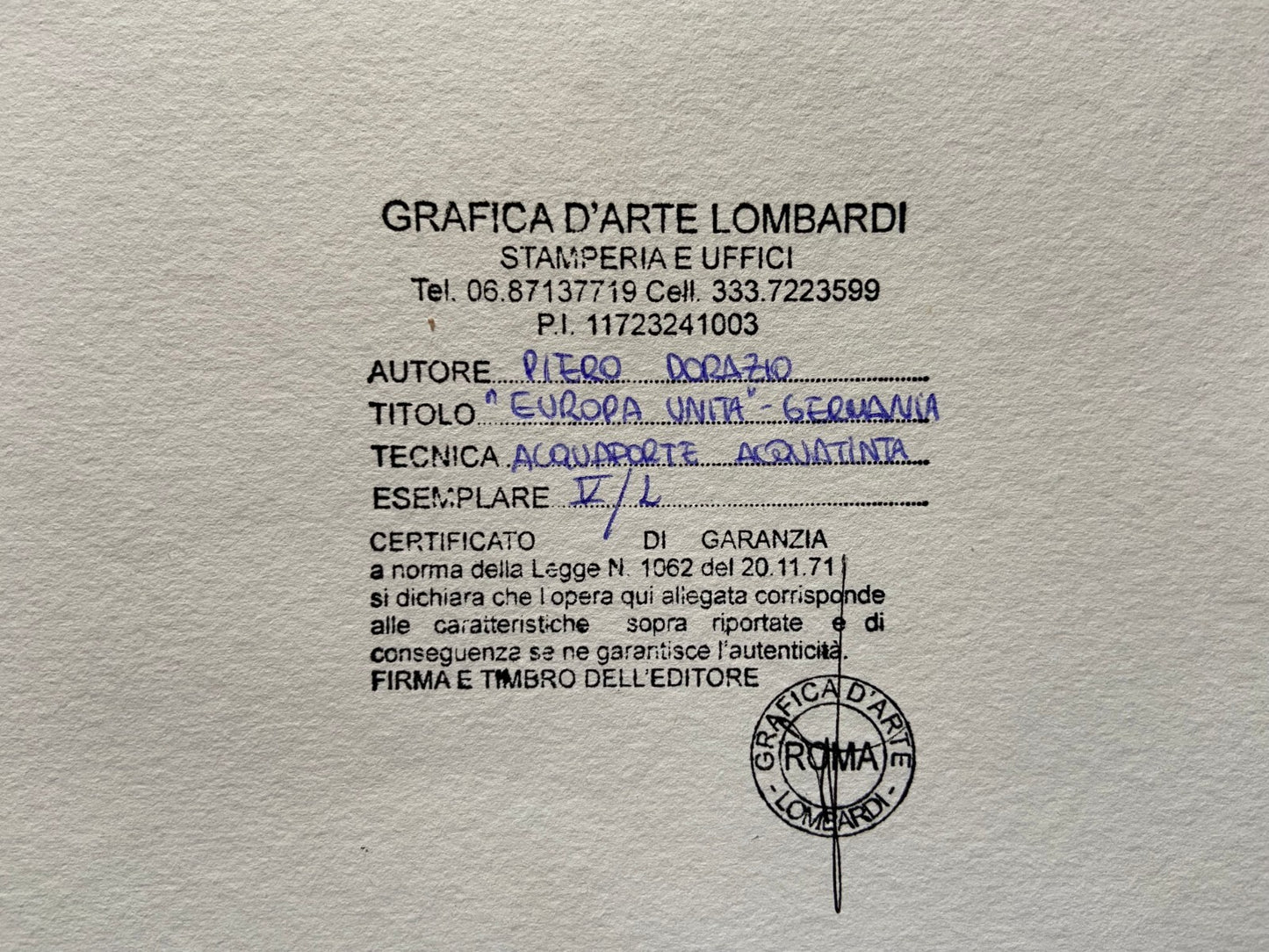 Piero Dorazio Etching Hand Signed Hand Numbered Published