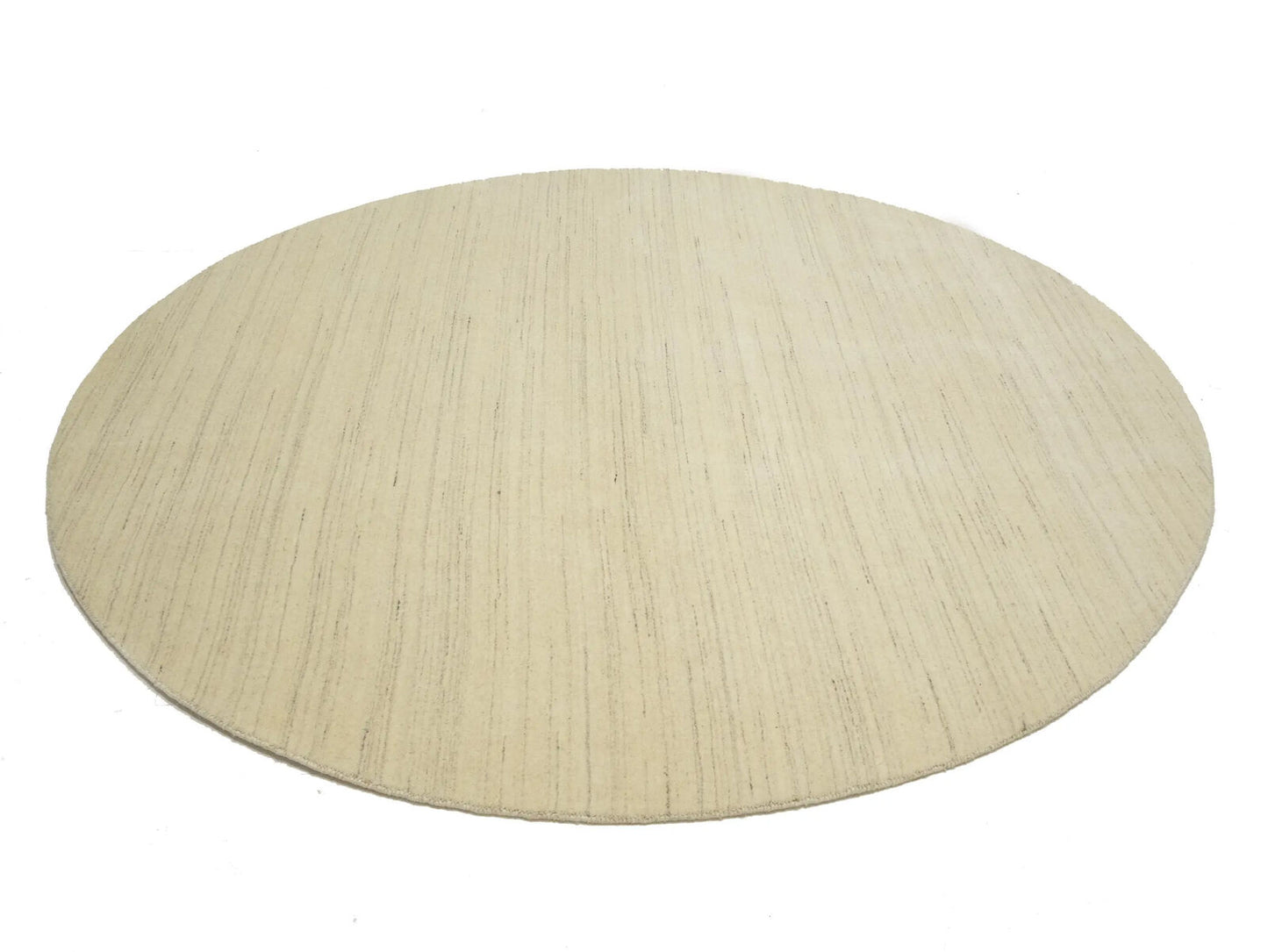 Cream Solid Hand-Loomed 8X8 Gabbeh Wool Rug