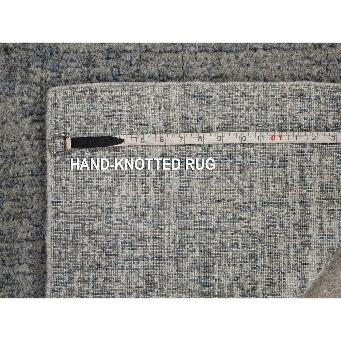 2'5"X10'8" Gray Fine Jacquard Hand Loomed Modern Runner Wool Art Silk Rug