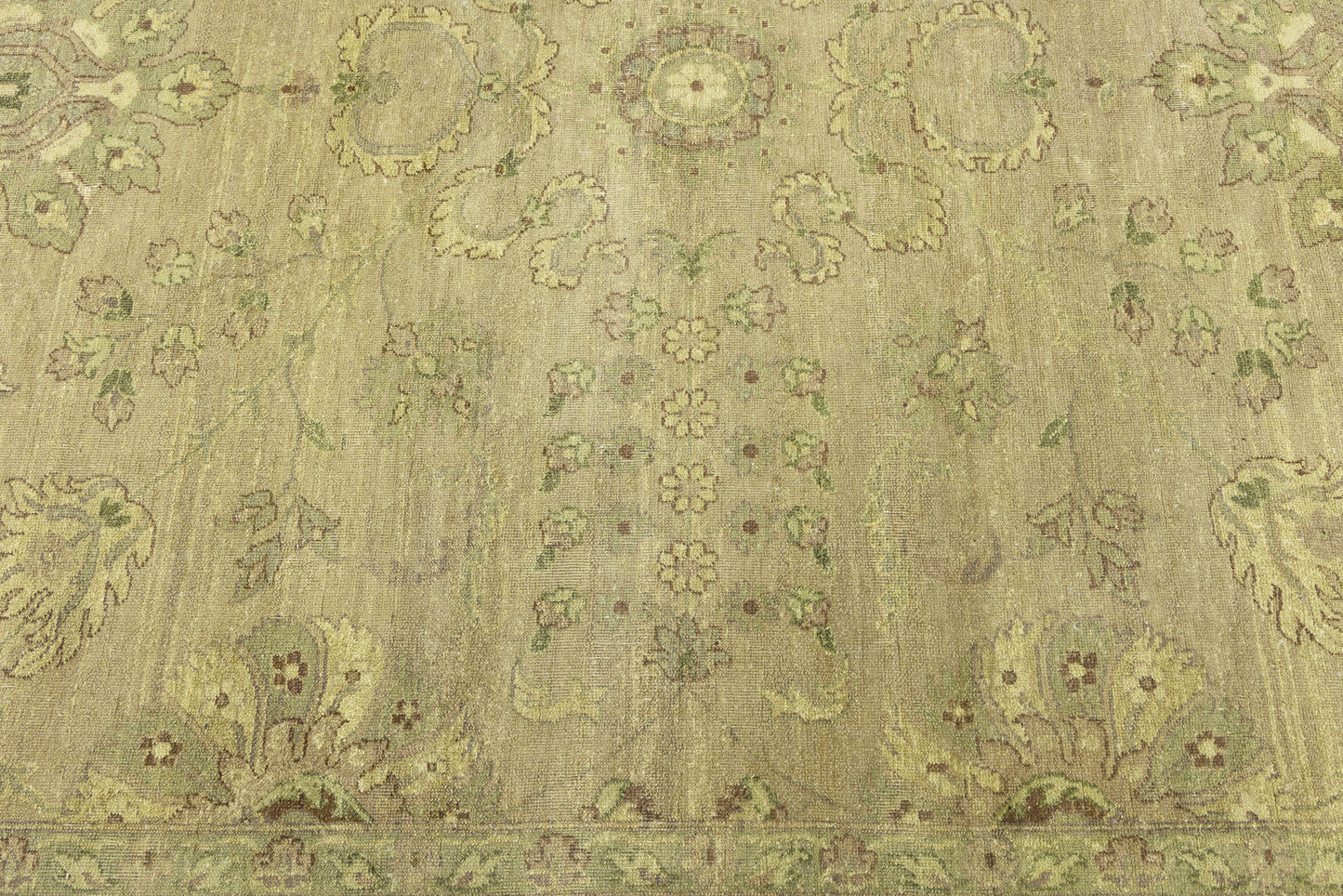 Hand-Knotted Wool Oriental Rug Large Distressed