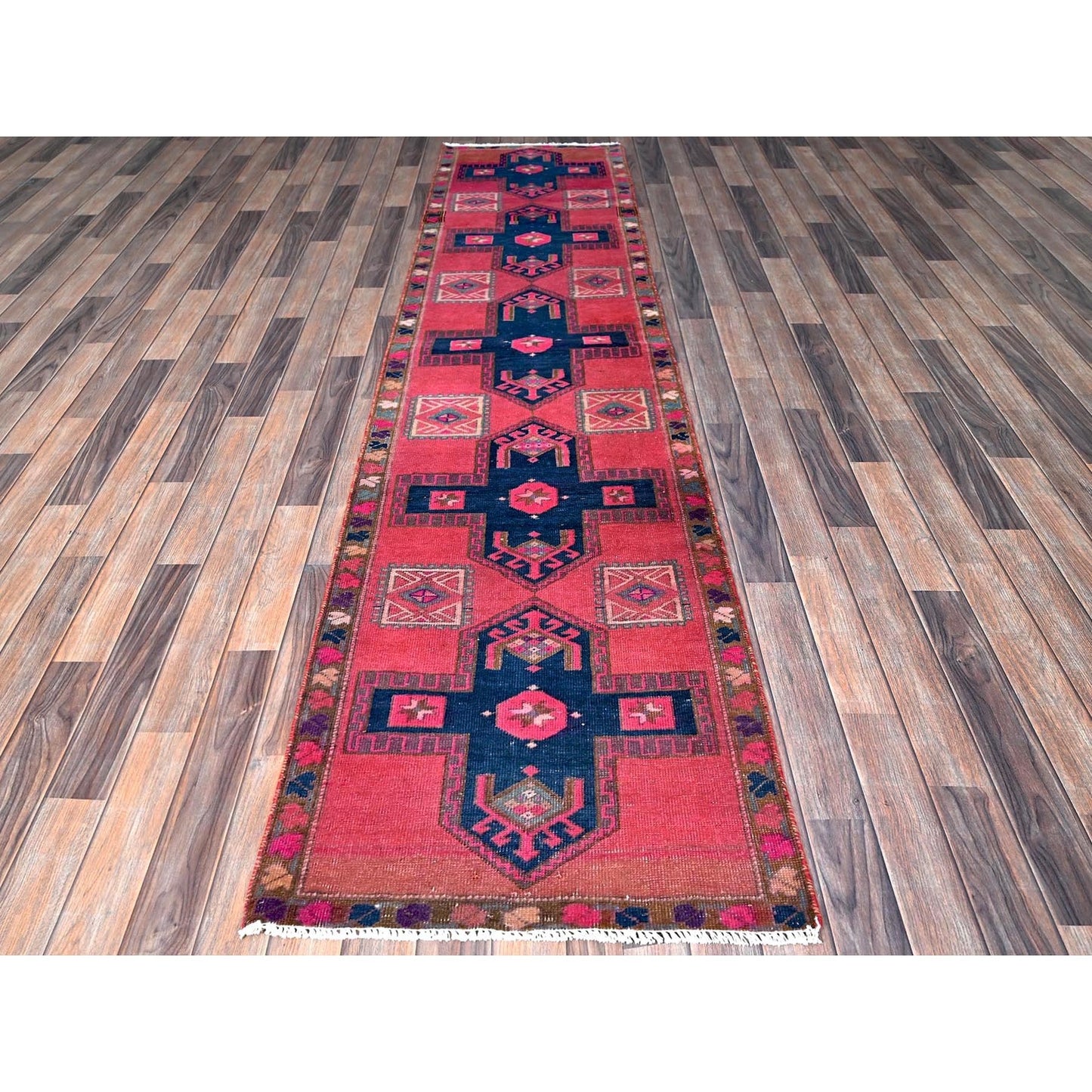 2'5"X9'10" Overdyed Pink Northwest Zoroastrian Wool Hand Knotted Runner Rug