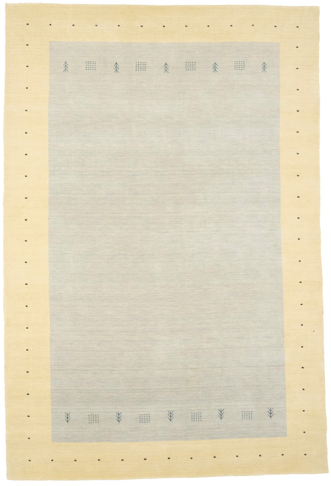 Hand-Loomed Gabbeh Border Rug Plush Tribal Carpet