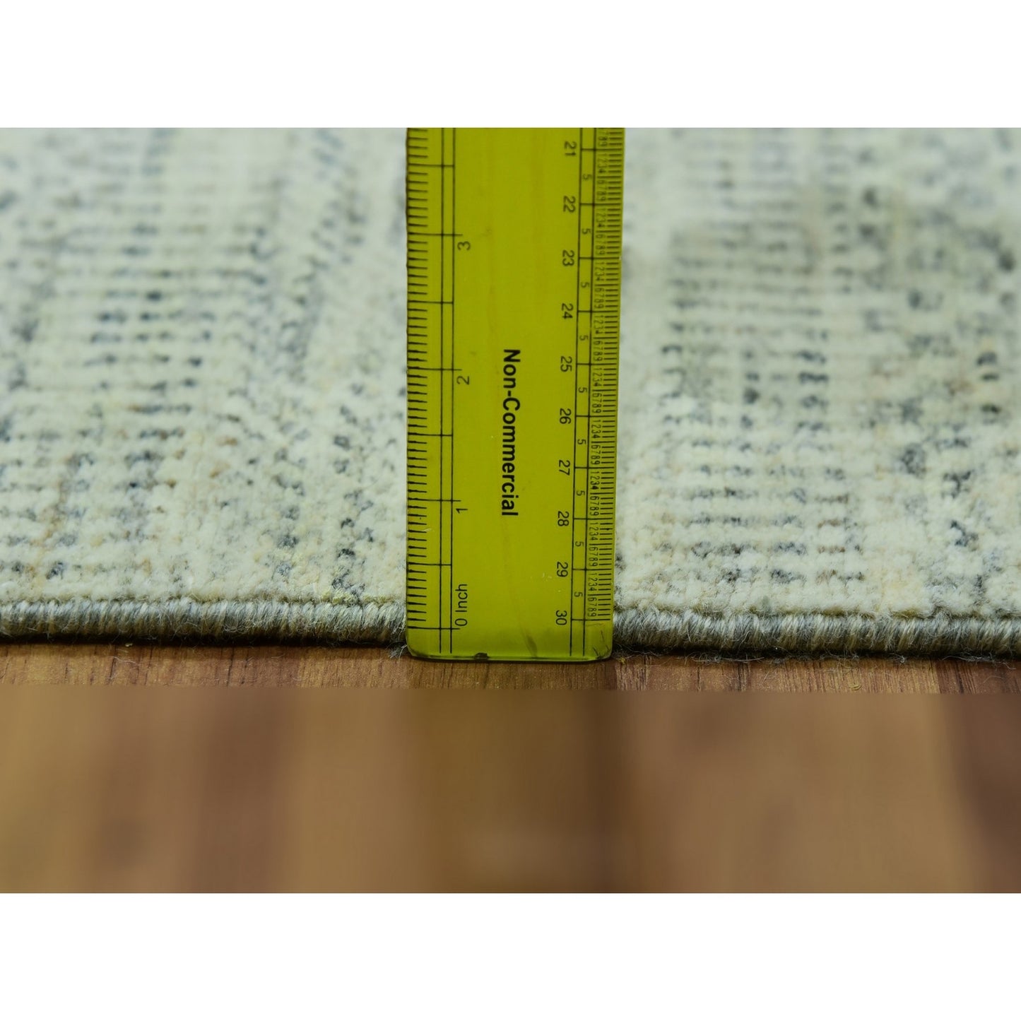 2'6"X29'9" Aesthetic White Wool Modern Grass Hand Knotted Xl Runner Rug
