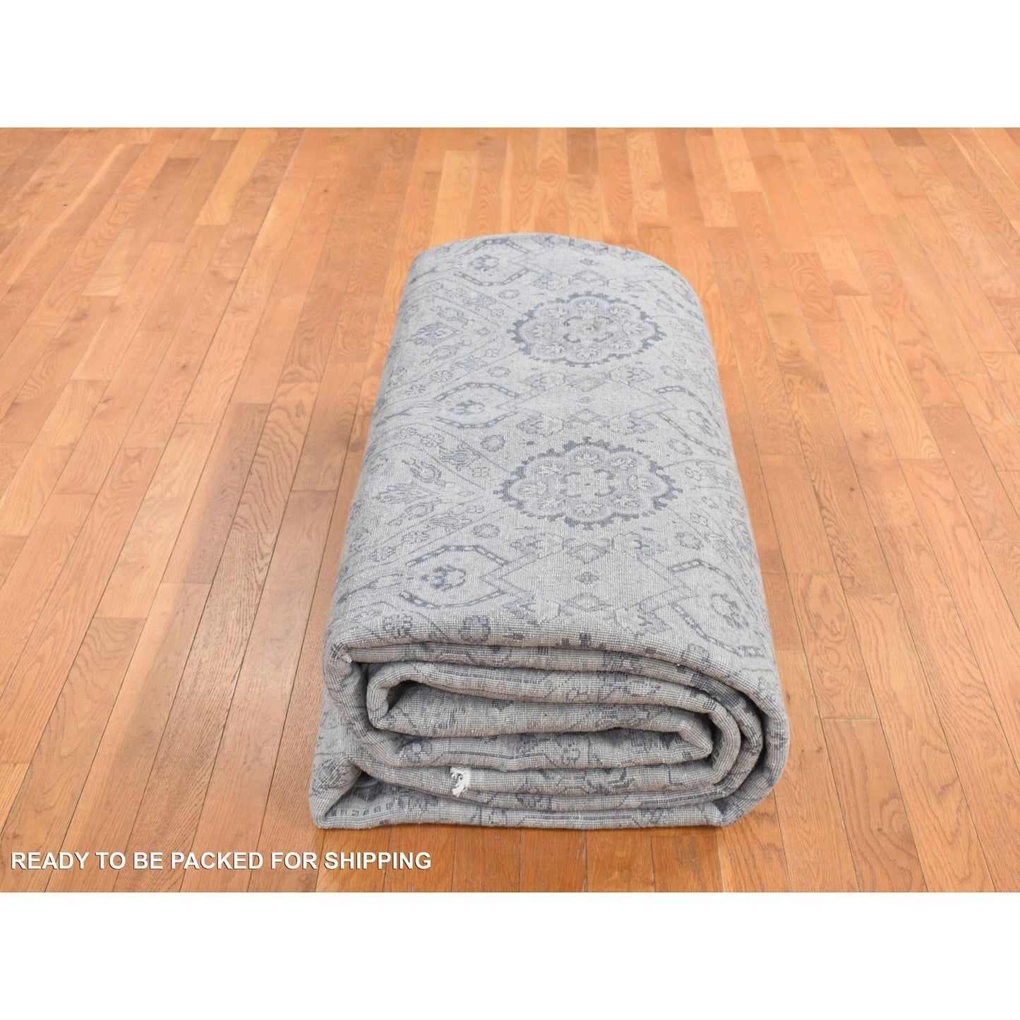 11'10"X14'9" Gray Jewellery Design Pure Wool Hand Knotted Oversized Rug