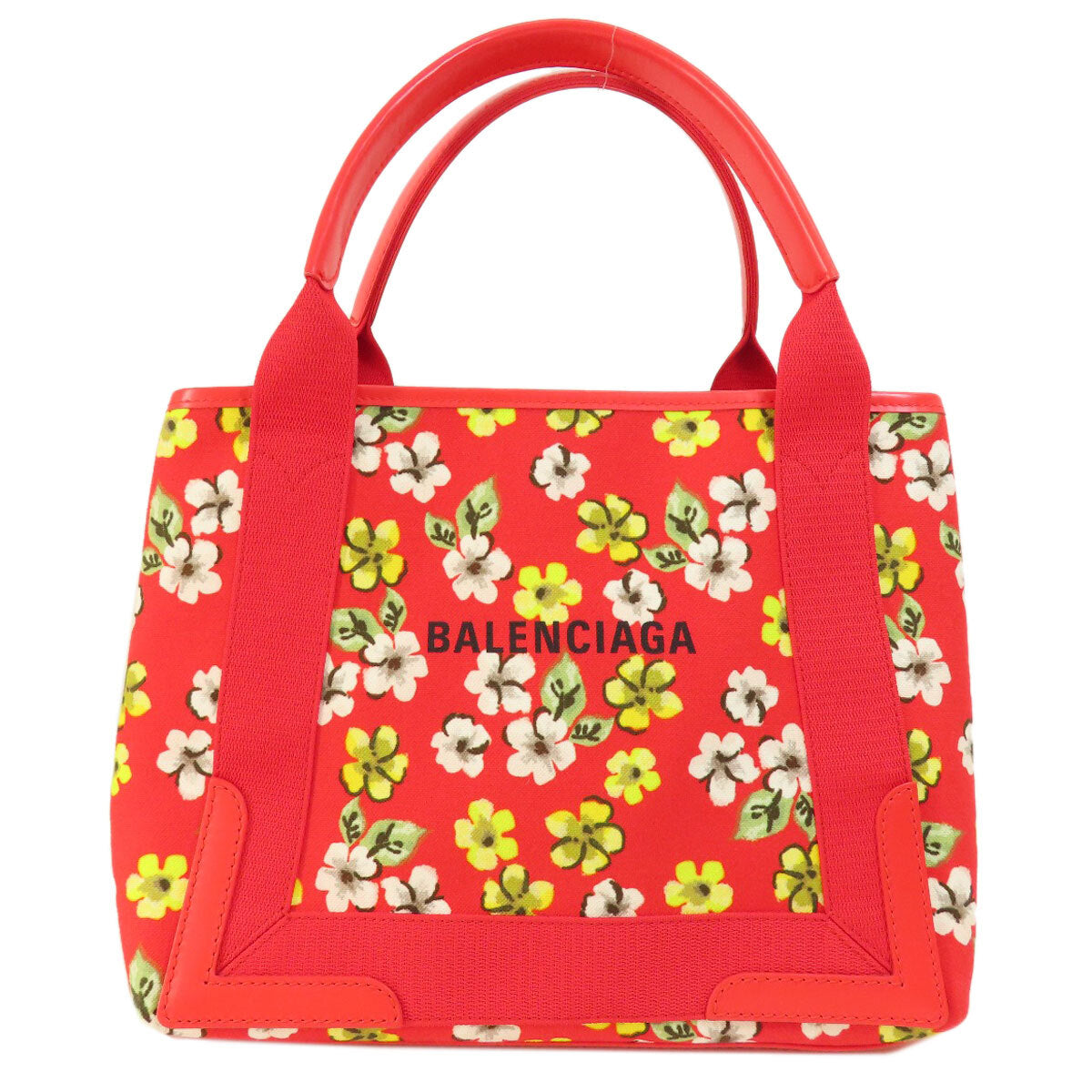 Balenciaga 329933 Handbag Navy Cabas Flower