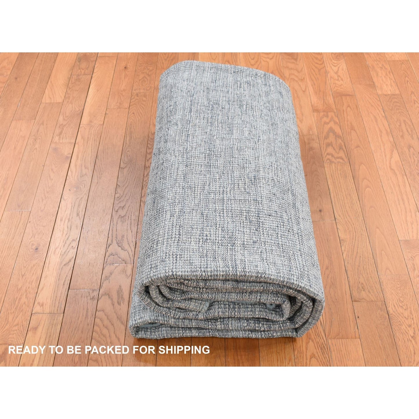 9'X12' Marian Blue Oushak Design Textured Wool Hand Knotted Oriental Rug