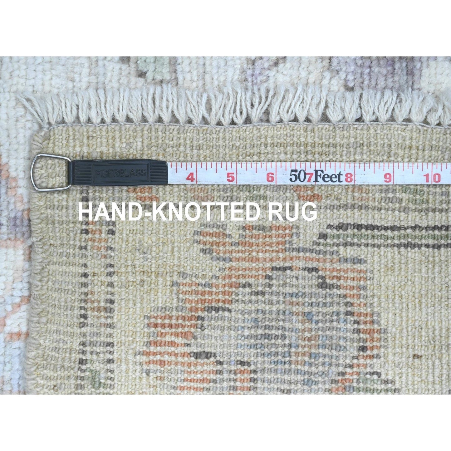 2'10"X5'10" Gray Hand Knotted Angora Oushak Leaf Design Wool Runner Rug