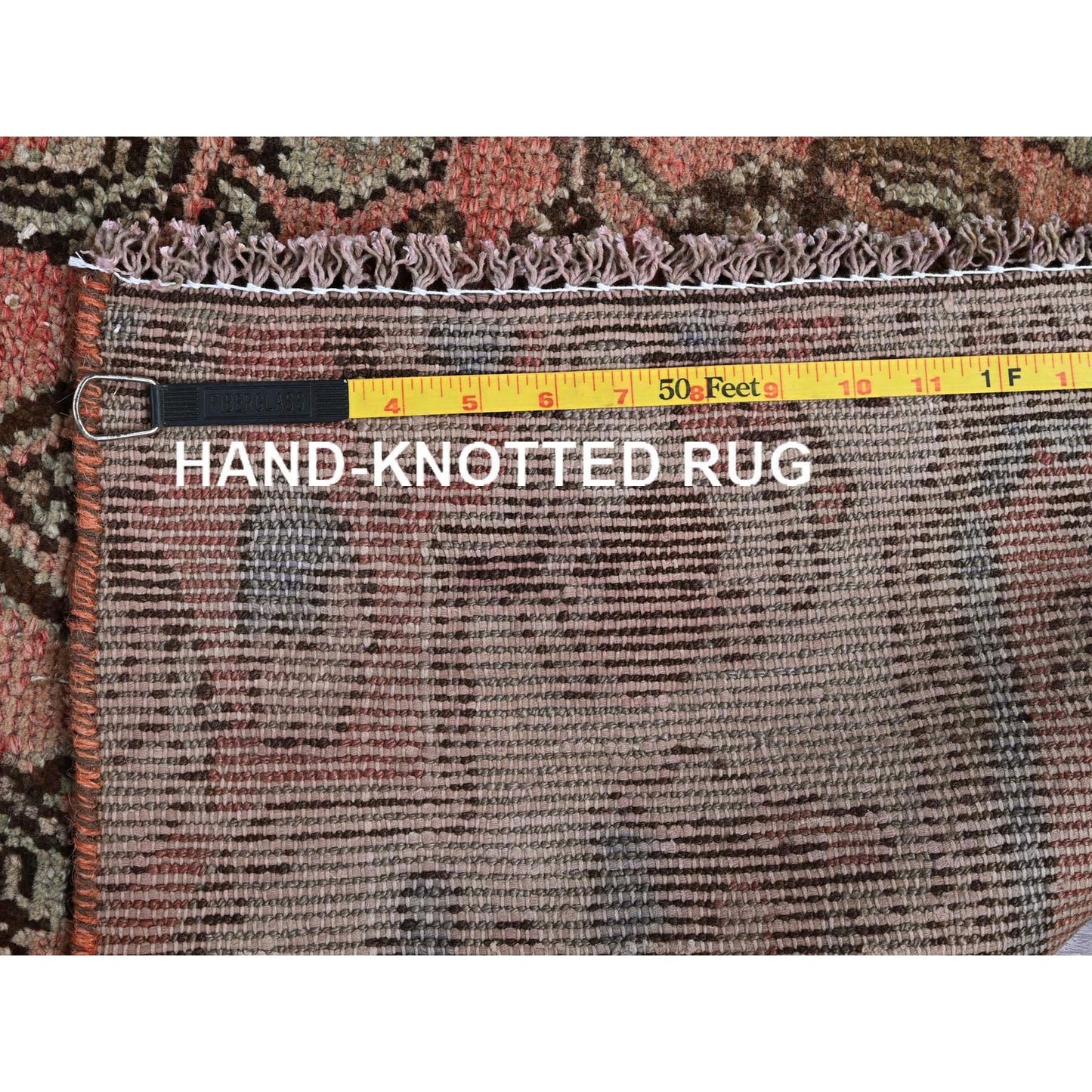 3'X8'6" Faded Red Vintage Zoroastrian Khamadan Hand Knotted Wool Runner Rug