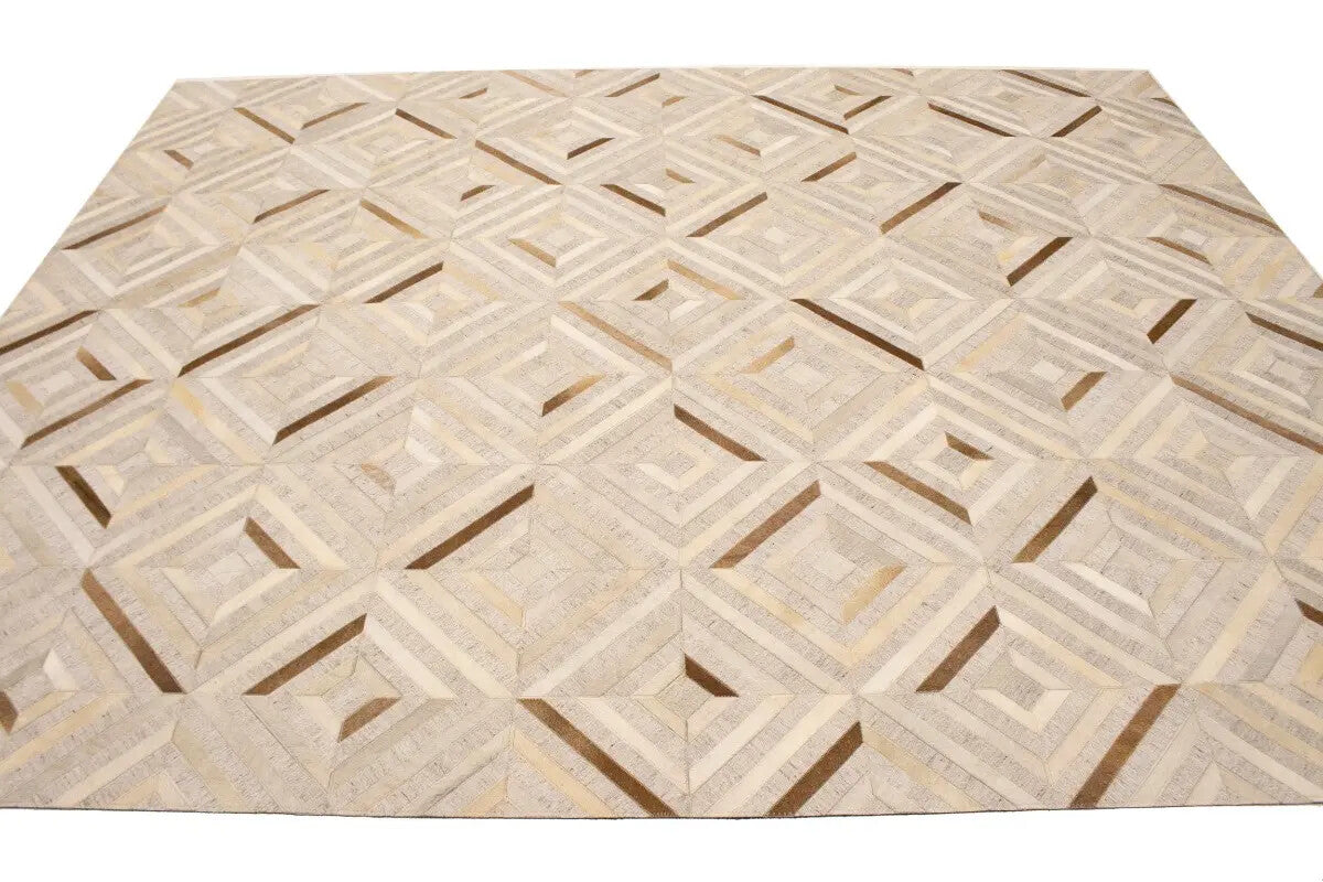 Patchwork Modern Cowhide Leather Rug Contemporary