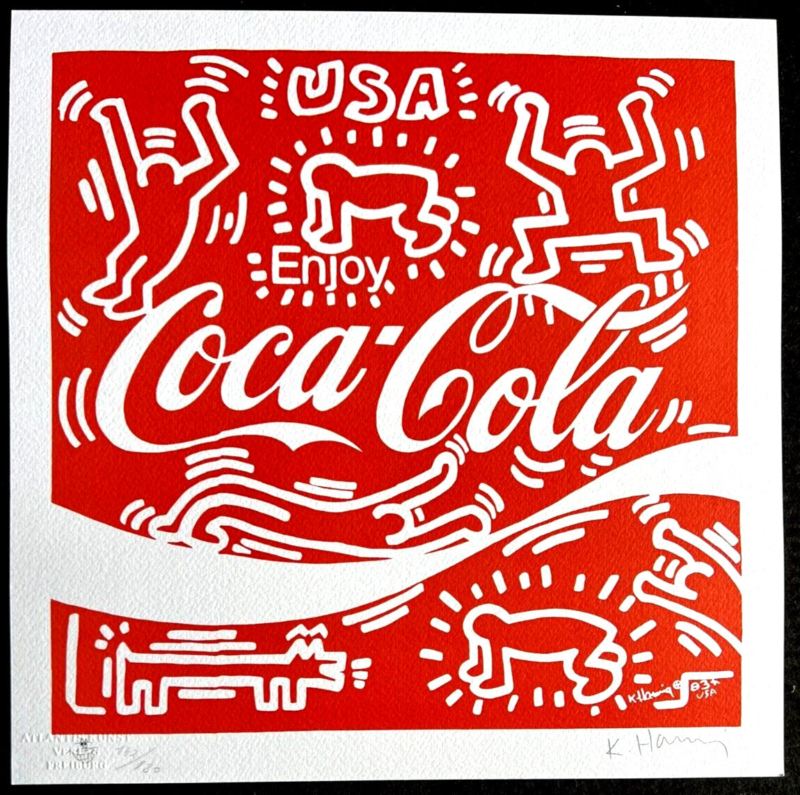 Keith Haring Lithograph Of A Coa Painting Signed Numbered Pencil Pen