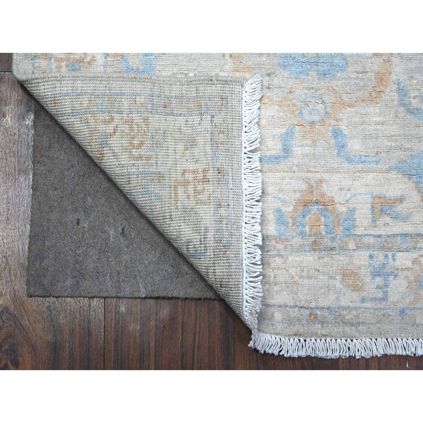 2'7"X9'6" Ice Cube Gray Fine Aryana Peshawar Runner Oriental Rug